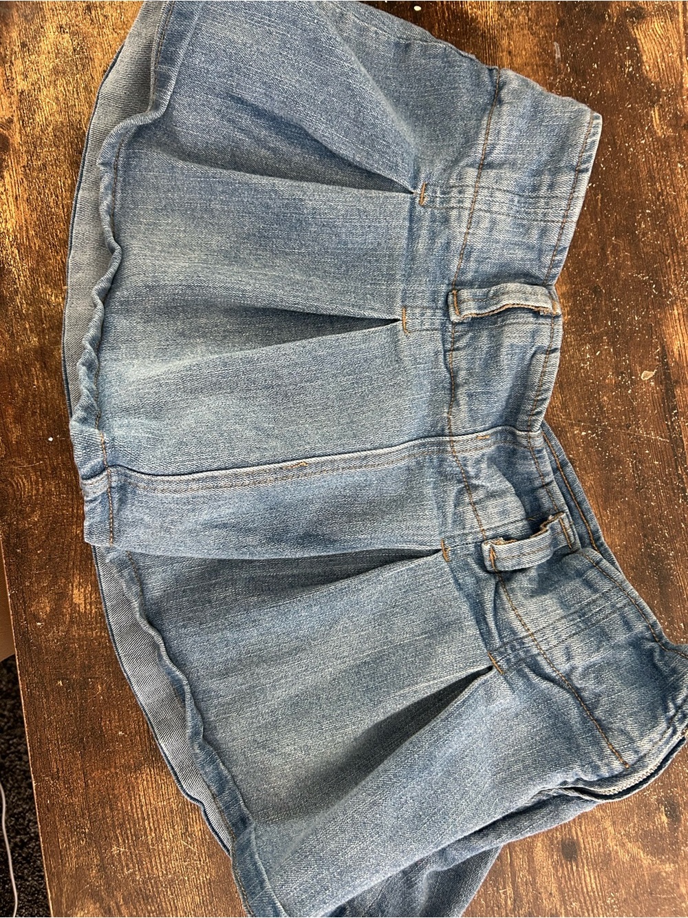 Almost Famous Light Blue Pleated Denim Mini Skirt - Picture 1 of 3